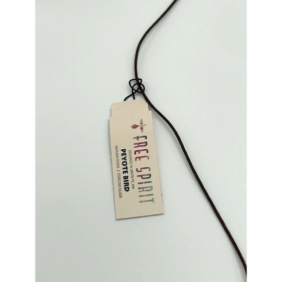 NWT Peyote Bird Round Leather Cord Necklace Genuine Stone Sterling Silver 16" - Picture 5 of 5